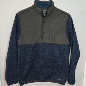 G.H. Bass & Co. Medium Blue & Gray Fleece Lined Long Sleeve Pullover Sweater